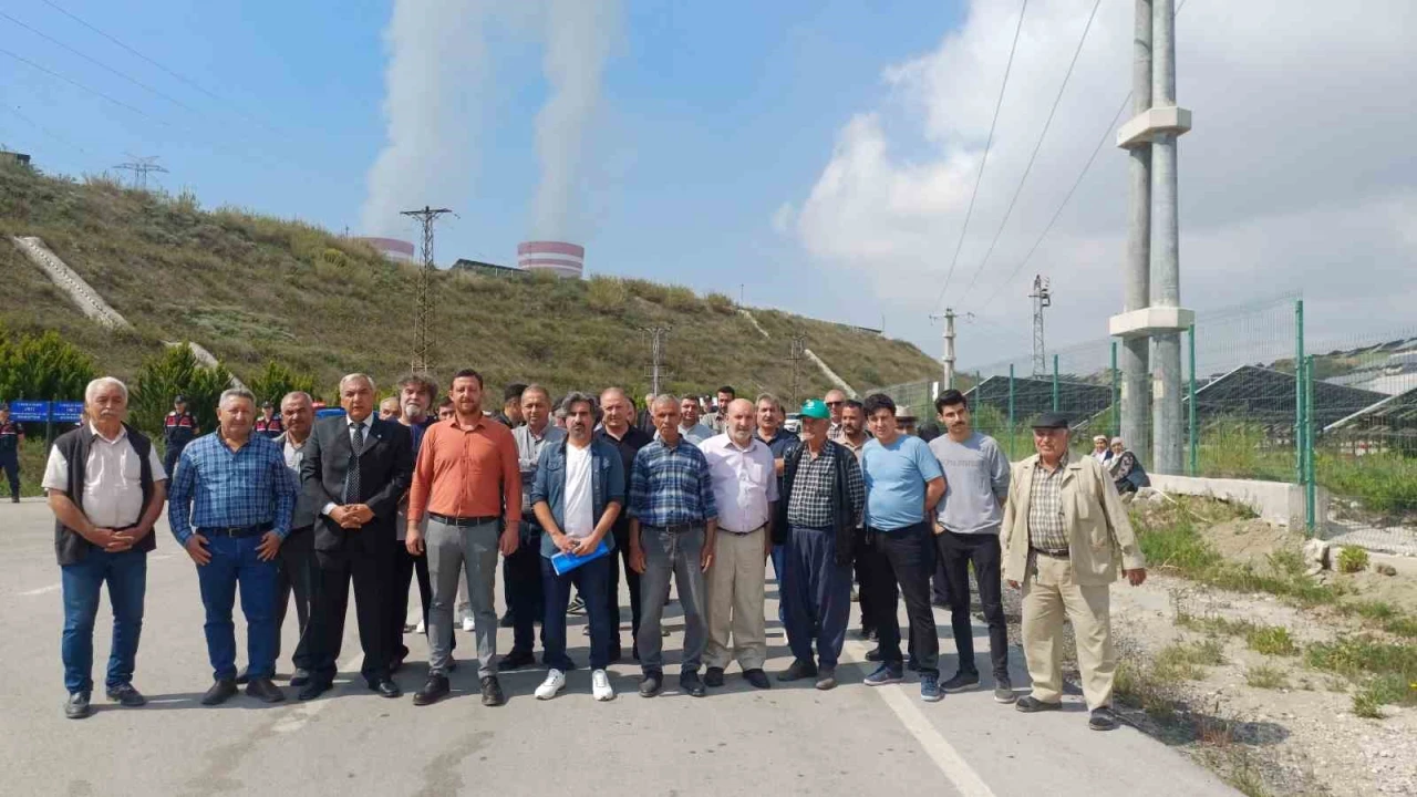 Köylüler, kül yağdıran termik santral için eylem yaptı