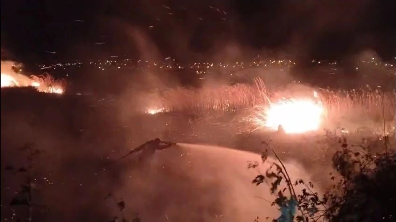 Mersinde sazlık alanda çıkan yangın güçlükle söndürüldü