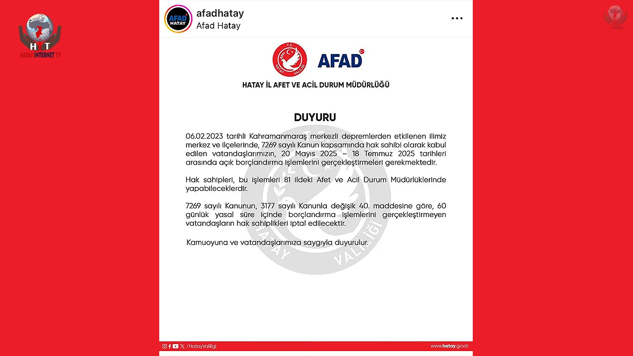 AFAD HAK SAHİBİ VATANDAŞLARI UYARDI