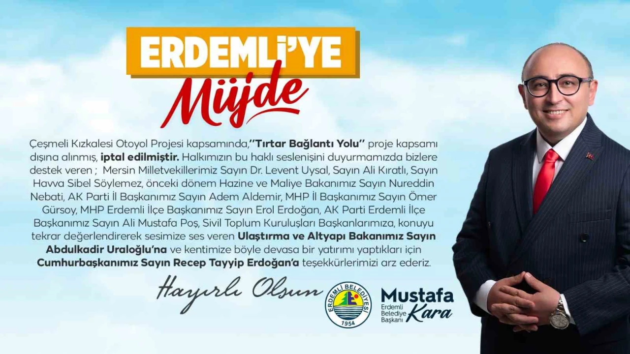 Başkan Kara:Tırtar Bağlantı Yolu proje kapsamı dışına alınmış, iptal edilmiştir