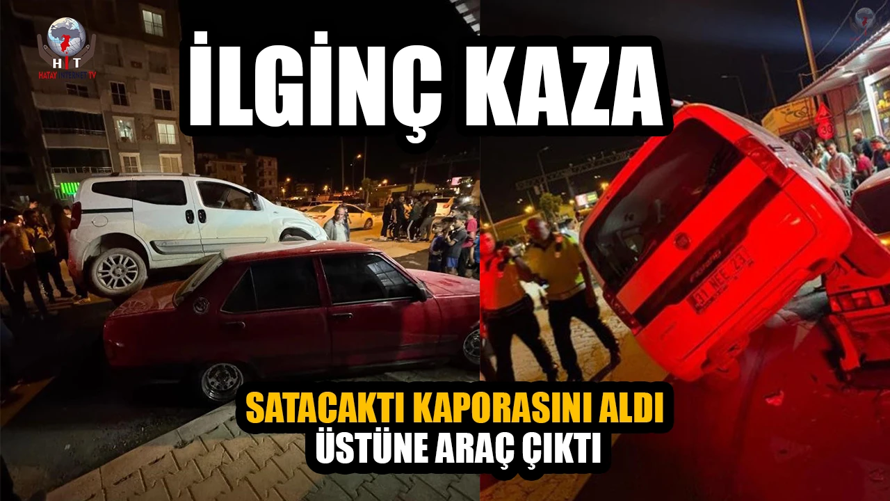 İlginç kaza: Satmak için kaporasını aldığı otomobilinin üzerine hafif ticari araç çıktı