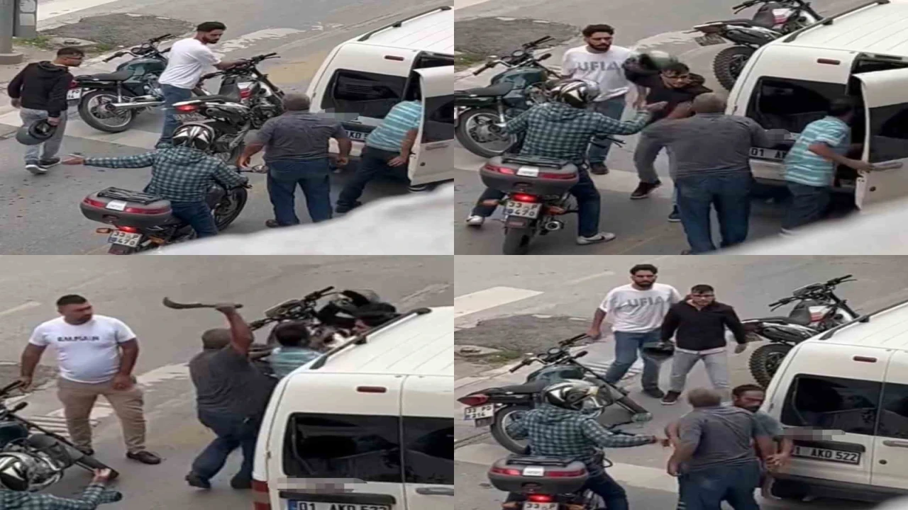 Mersinde trafikte bıçaklı kavga: O anlar kamerada