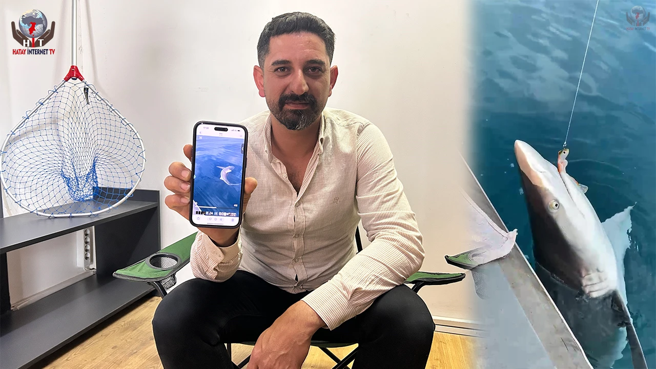 Oltaya köpek balığı takılınca korktular, ardından kurtarmak için çabaladılar