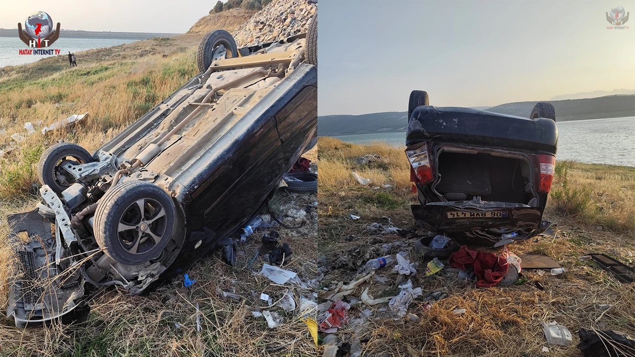 Baraj kenarına uçan otomobildeki 3 kişi yaralandı