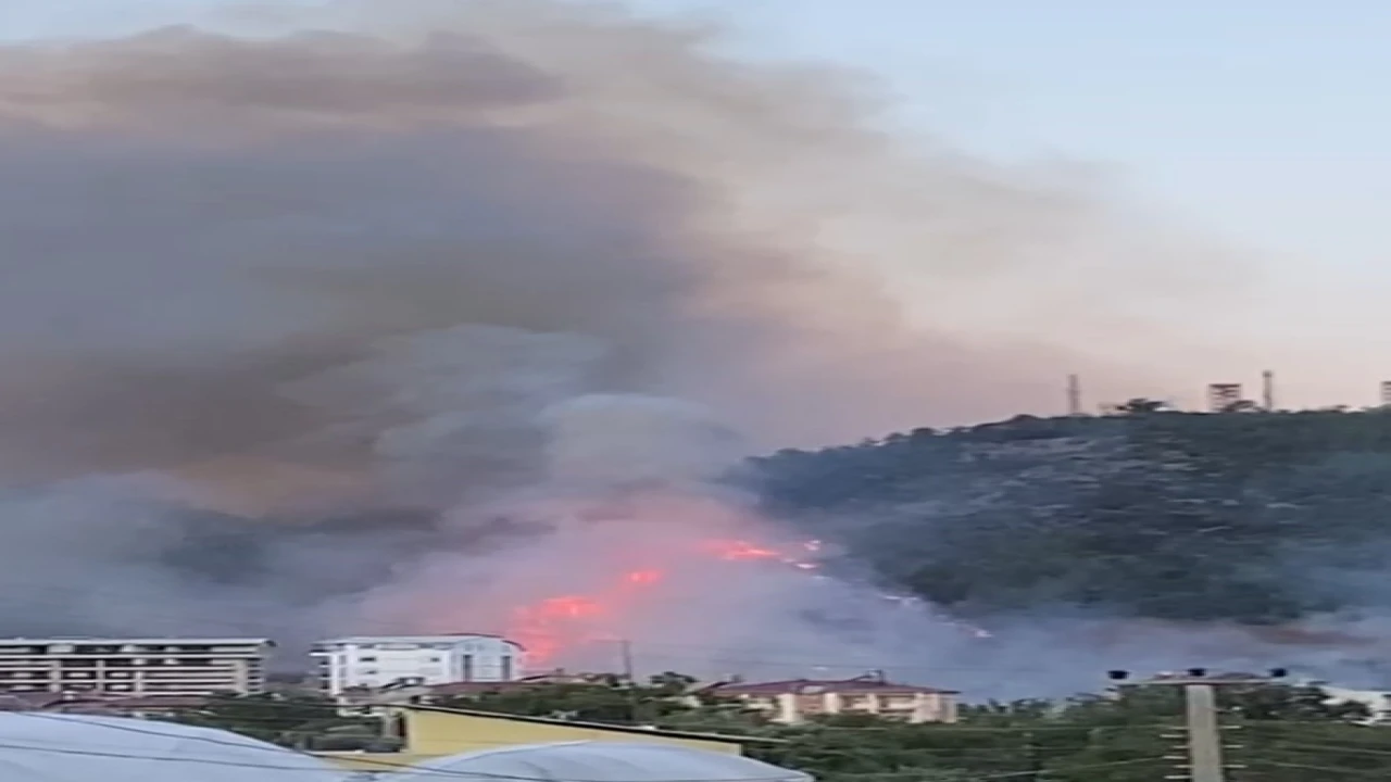 Gazipaşadaki orman yangınında gözetleme kulesindeki personelin zor anları kamerada