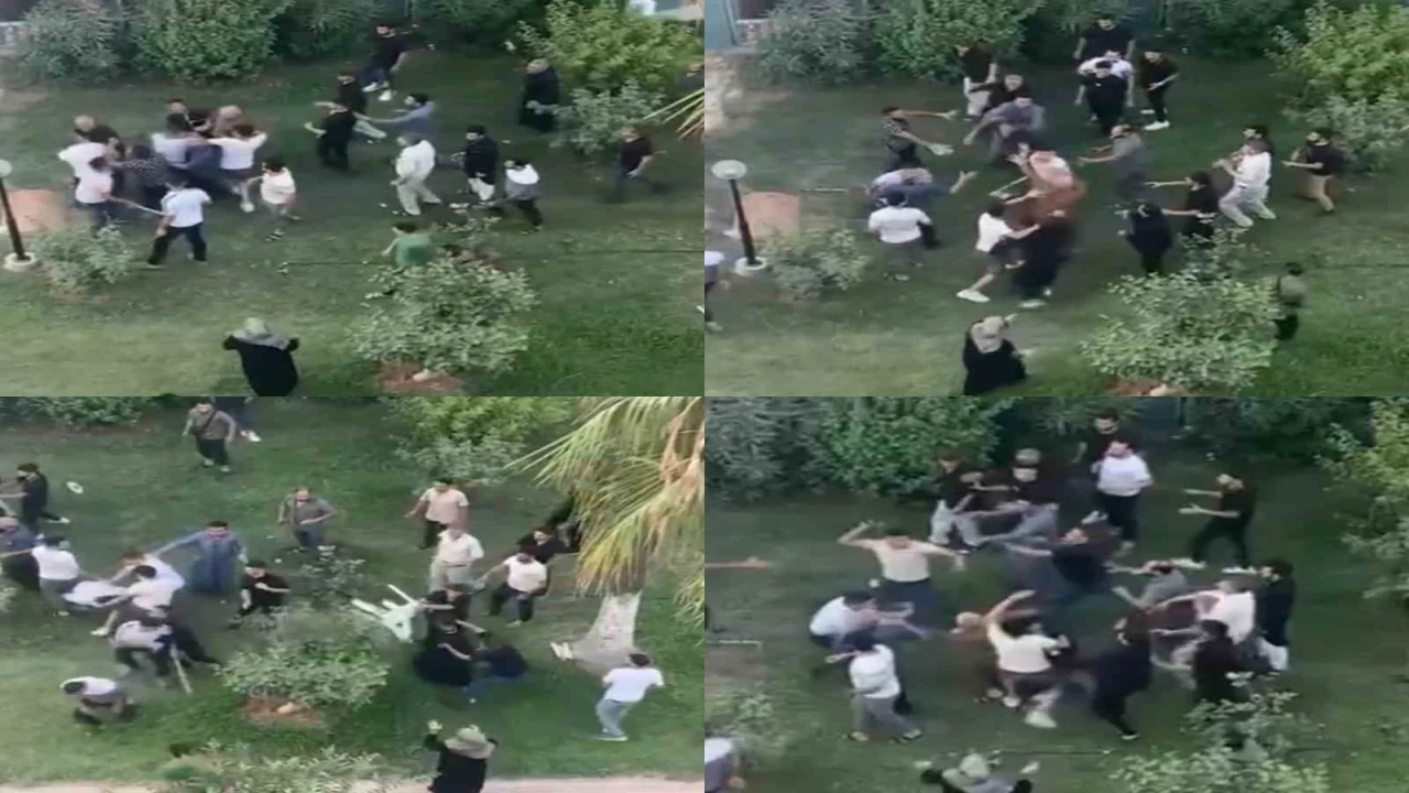 Mersinde iki grup arasında sopalı sandalyeli kavga: O anlar kamerada