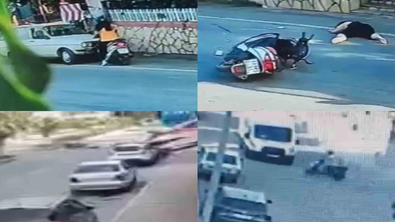 Otomobille motosikletlinin üzerinden geçti: O anlar kamerada