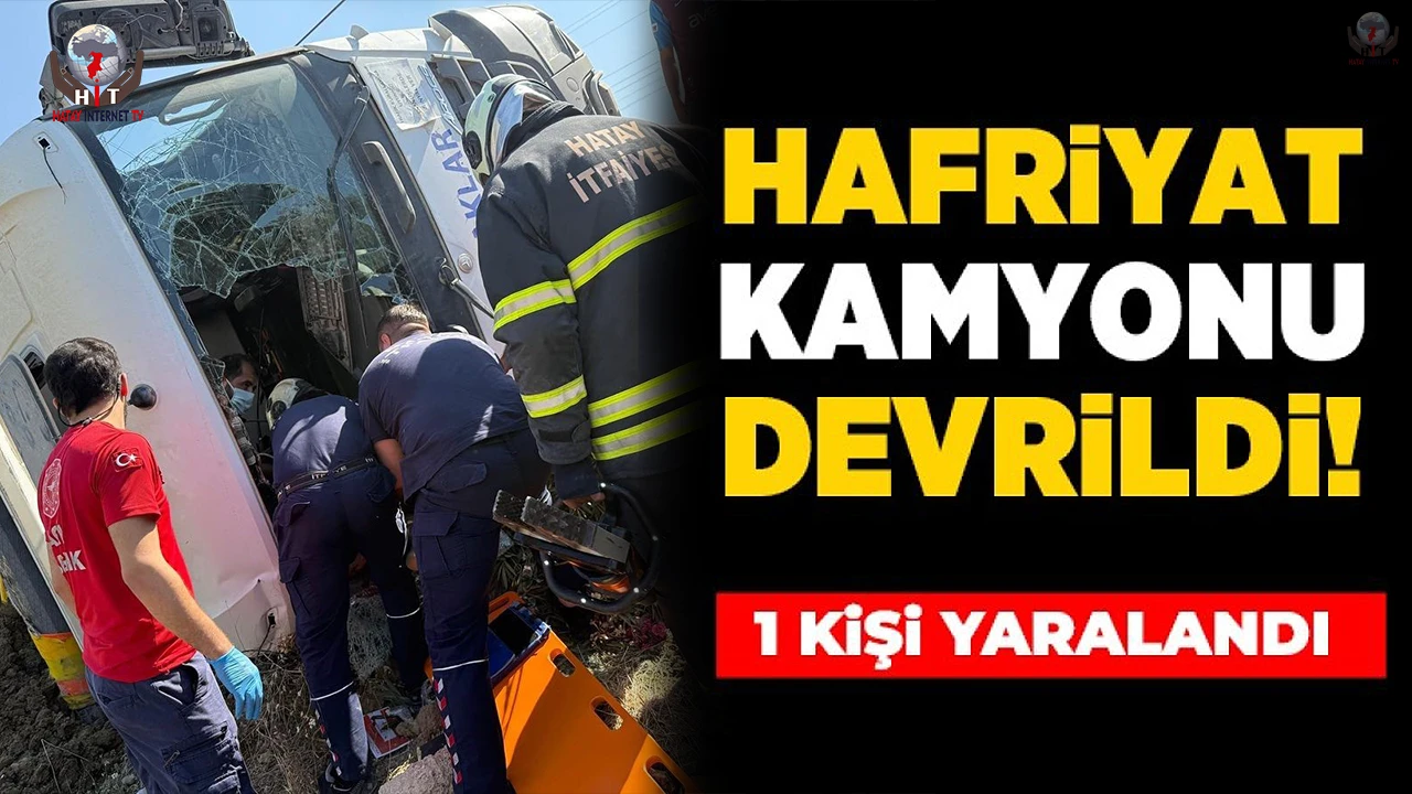 Yan yatan hafriyat kamyonunun sürücüsü yaralandı