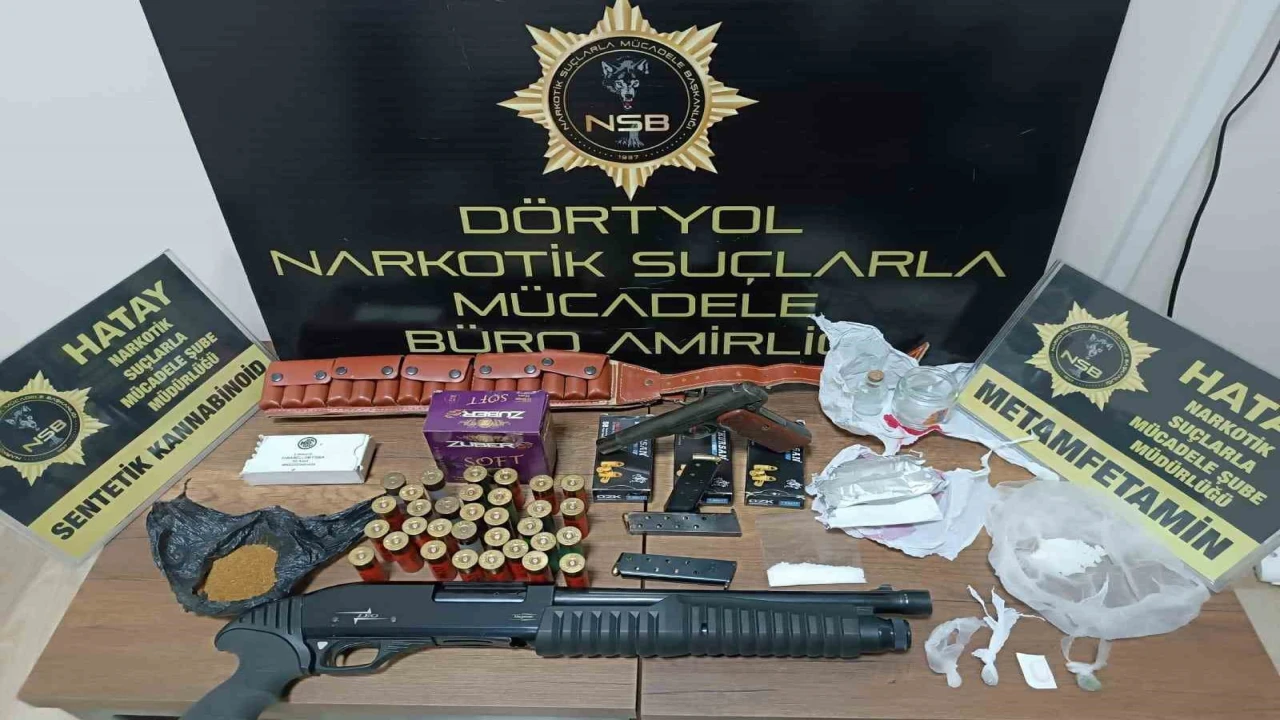 Dörtyolda evden uyuşturucu ve cephanelik çıktı