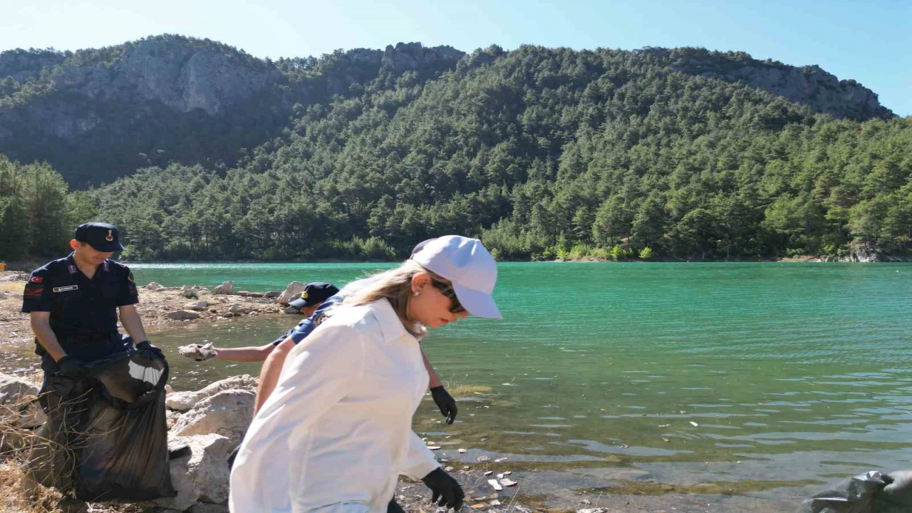 Kamu görevlileri, orman yangınına karşı atık topladı