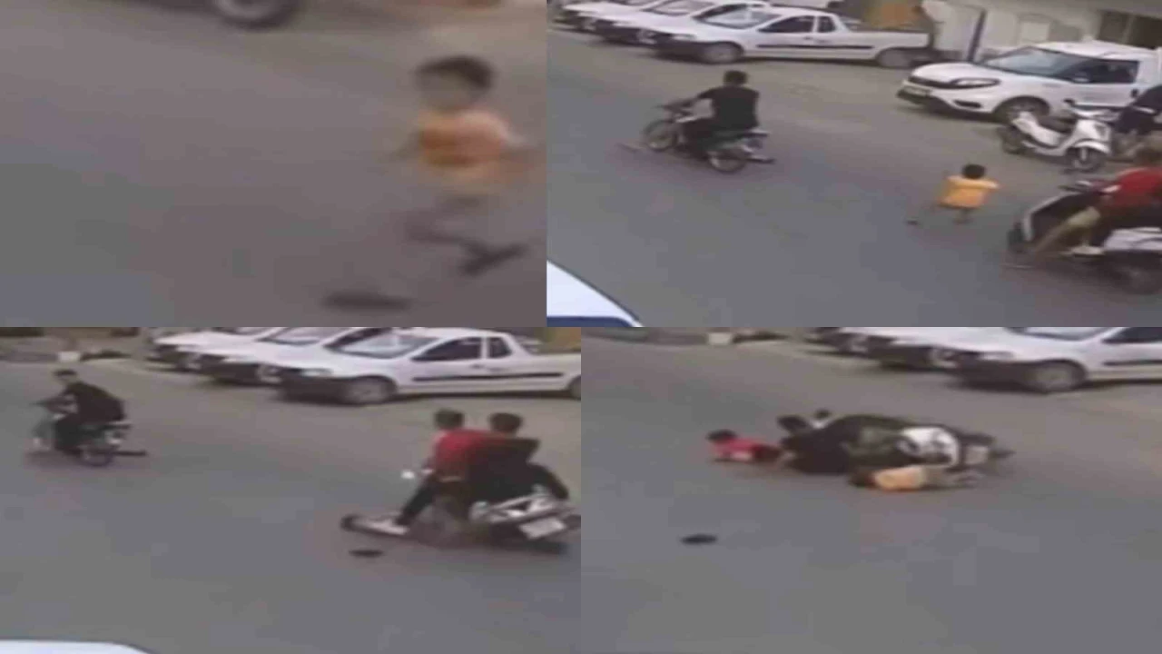 Mersinde yola fırlayan çocuğa motosikletler çarptı