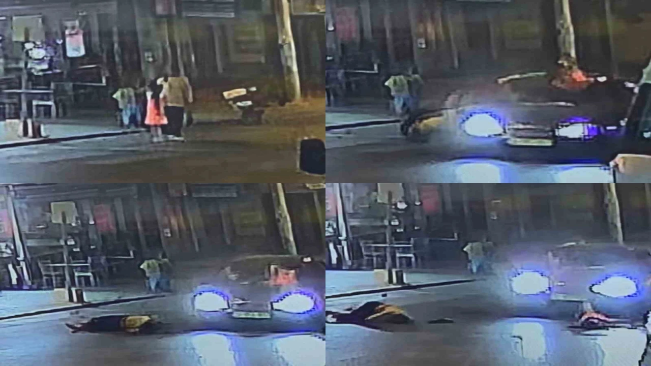 Anne ve kızına otomobilin çarptığı kaza kamerada