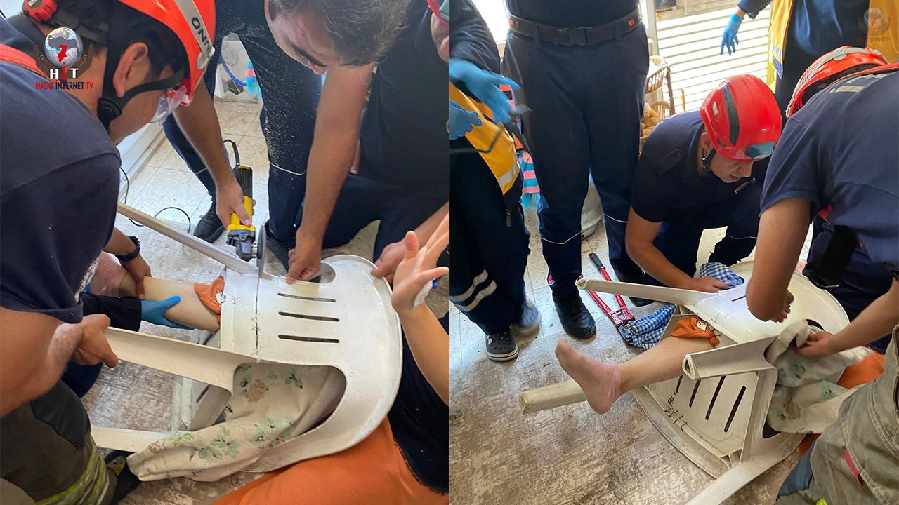 Ayağını sandalyeye sıkıştıran şahıs yaralandı