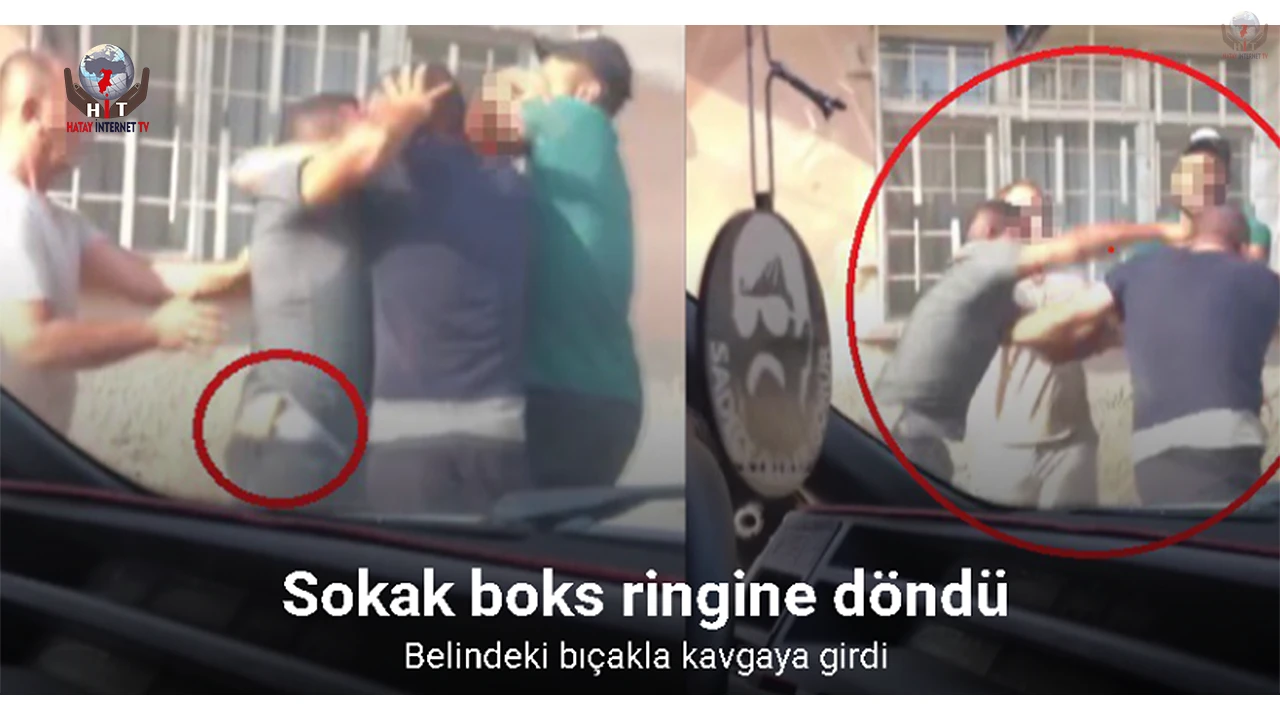 Belindeki bıçakla tekmeli yumruklu kavgaya girdi, sokak boks ringine döndü