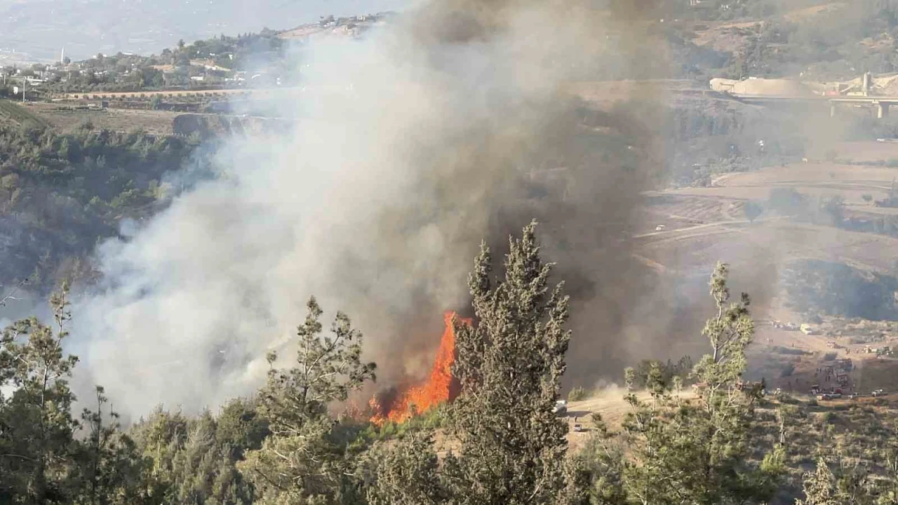 Beton mikserleri ve iş makineleri ile yangını söndürmek için seferber oldular