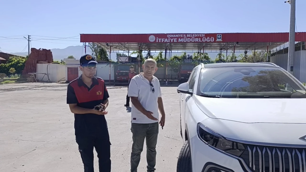 Osmaniyede elektrikli otomobilin bagajında mahsur kalan 5 kedi yavrusu kurtarıldı