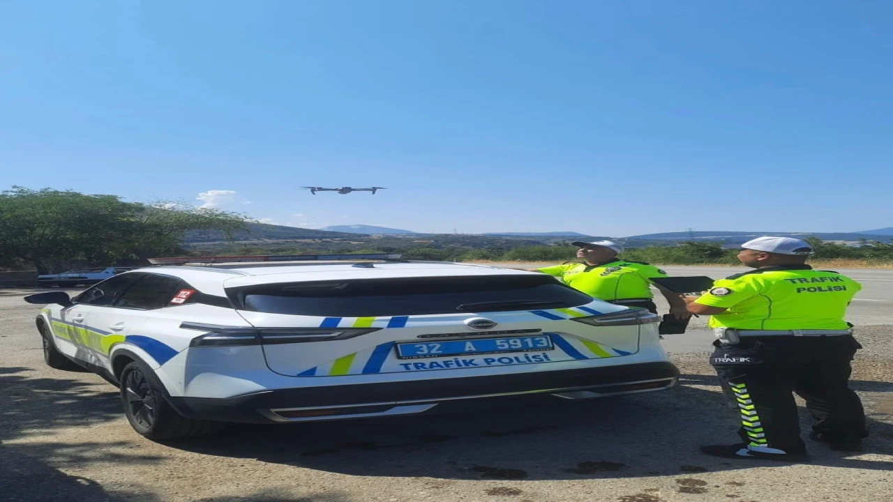 Ispartada dron destekli trafik denetimi