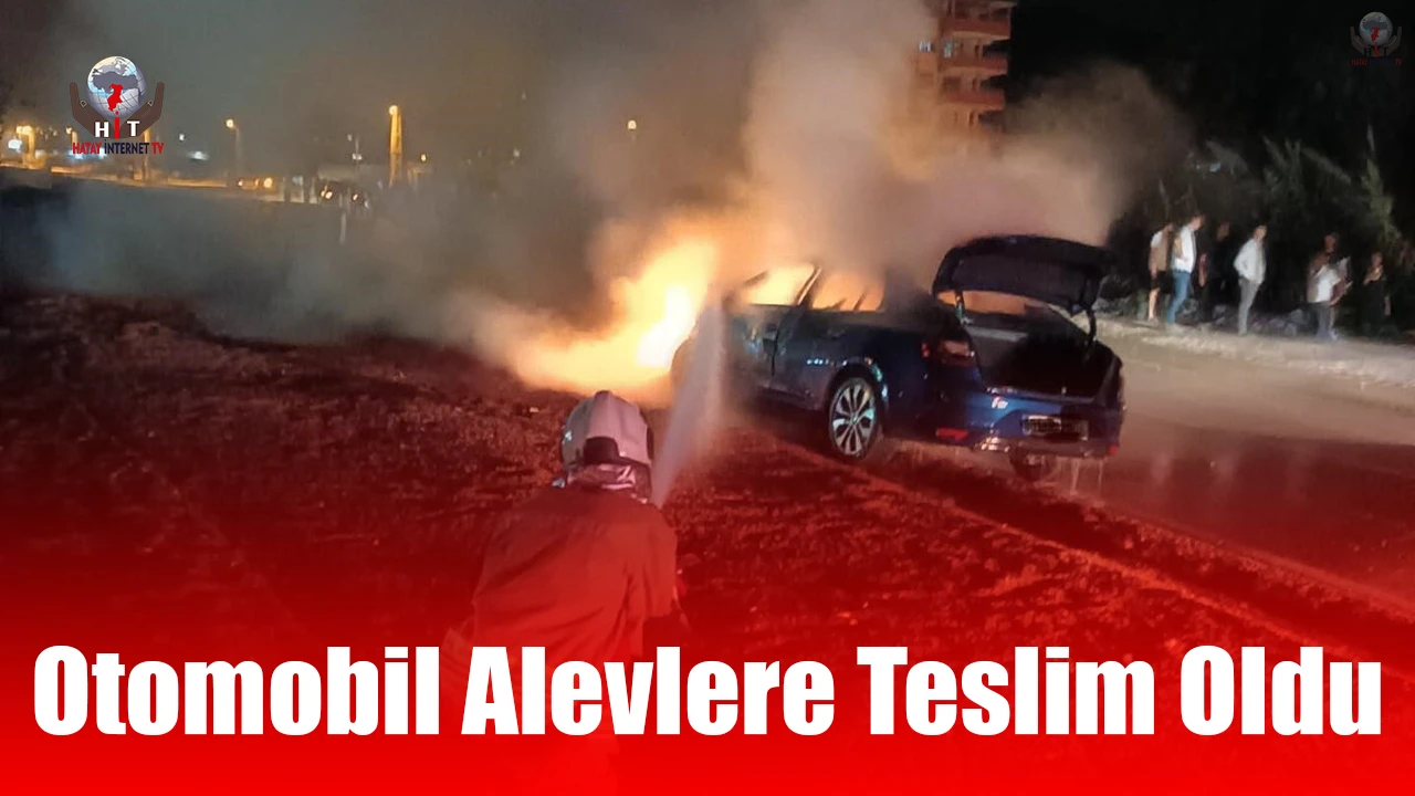 Kaza yapan otomobil alevlere teslim oldu