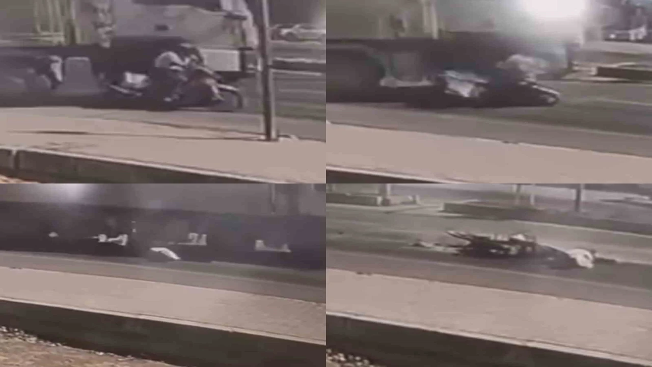 O anlar kamerada: Kamyon motosikletliyi ezdi