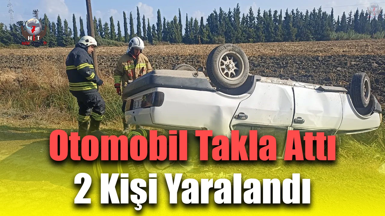 Takla atarak ters dönen otomobildeki 2 kişi yaralandı