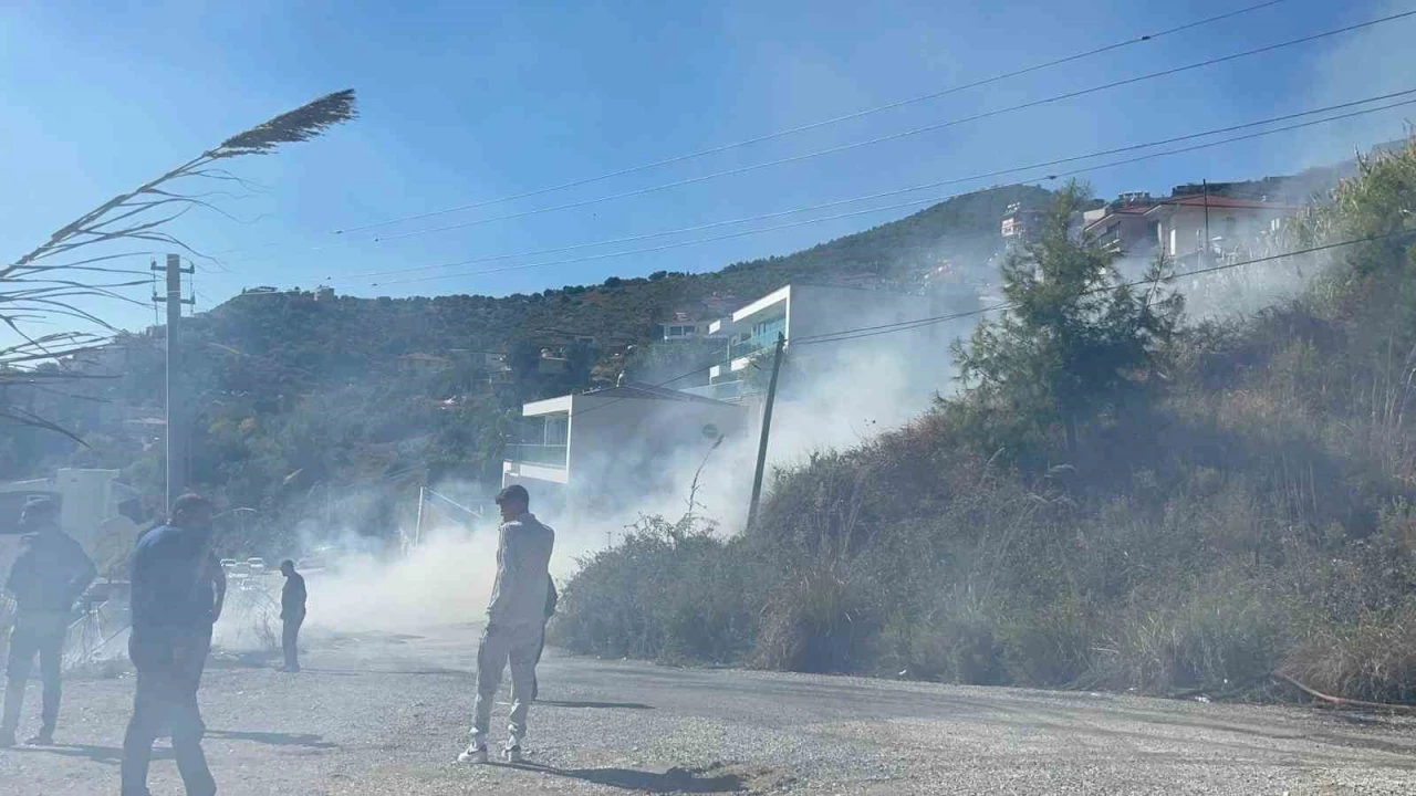 Alanyada yerleşim alanlarını tehdit eden yangın korkuttu