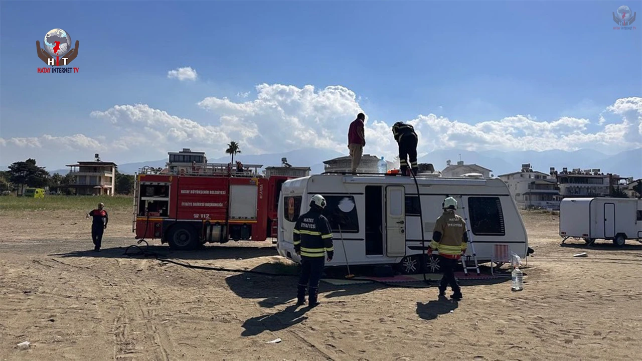 Arsuz’da karavan yangını