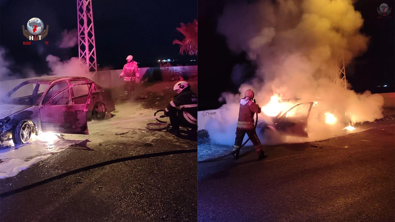 Dörtyol’da otomobil alevlere teslim oldu