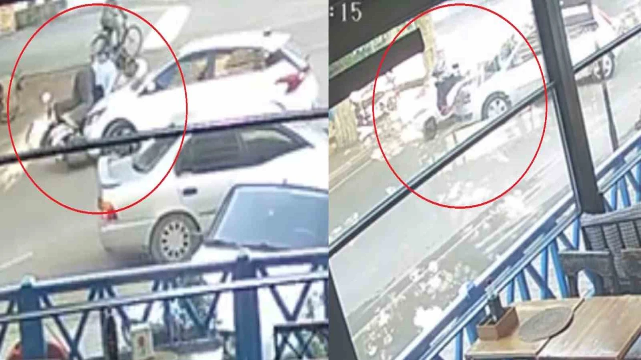 Kaza anları kamerada: Bir ay geçmeden ikinci defa aynı motosikletliye otomobil çarptı