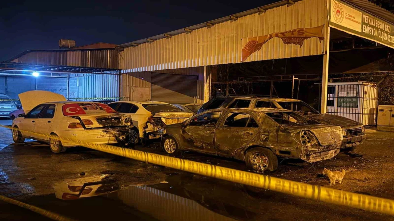 Mersinde sanayi sitesinde park halindeki 5 araç kundaklandı