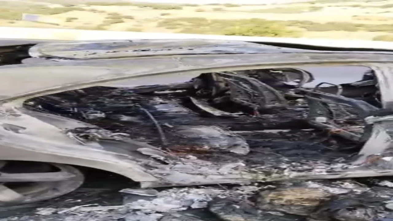 Osmaniyede yanan otomobil küle döndü