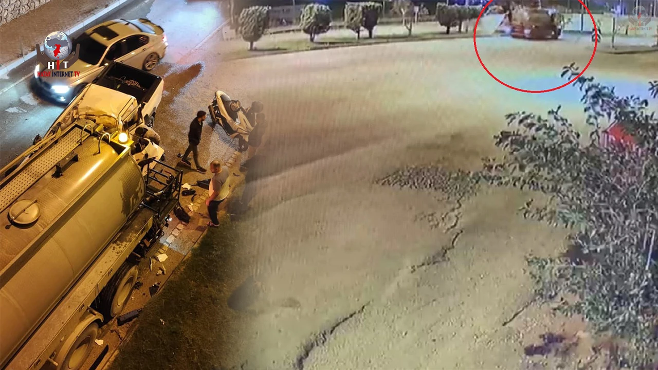 Su tankerine çarpan kamyonetin sürücüsünün öldüğü kaza anı kamerada