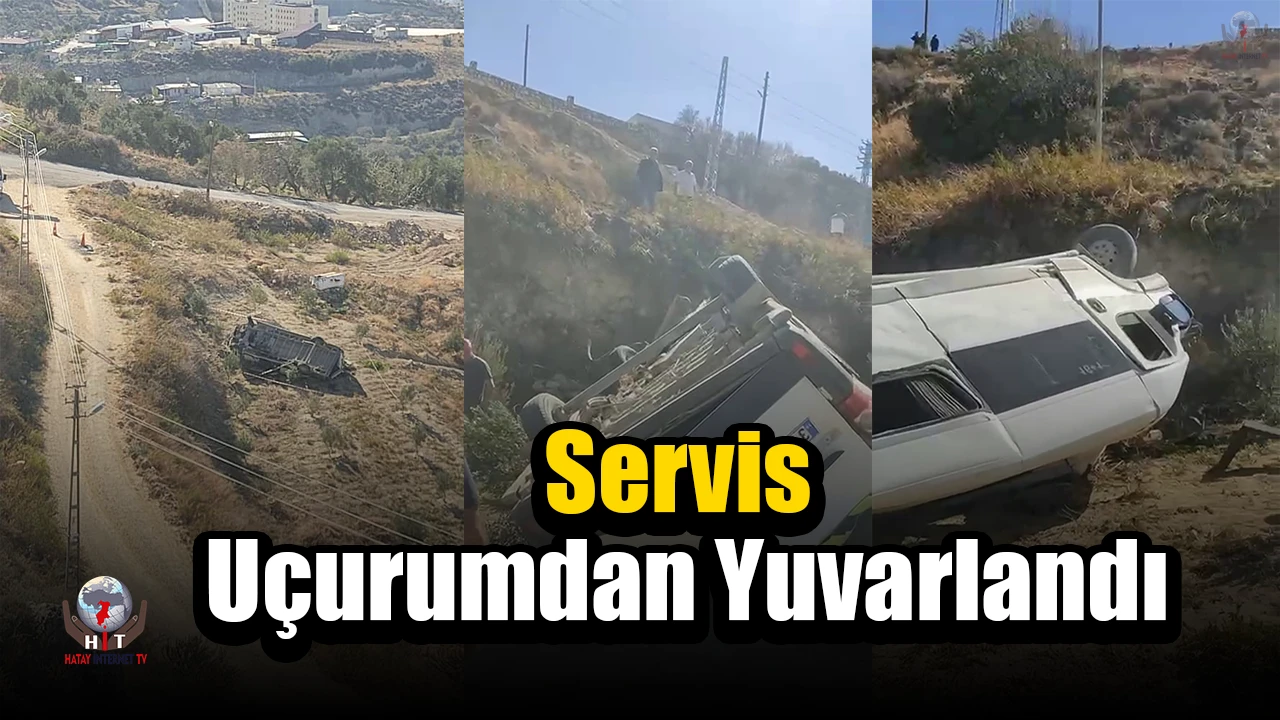 Uçurumdan yuvarlanan servisin sürücüsü yaralandı