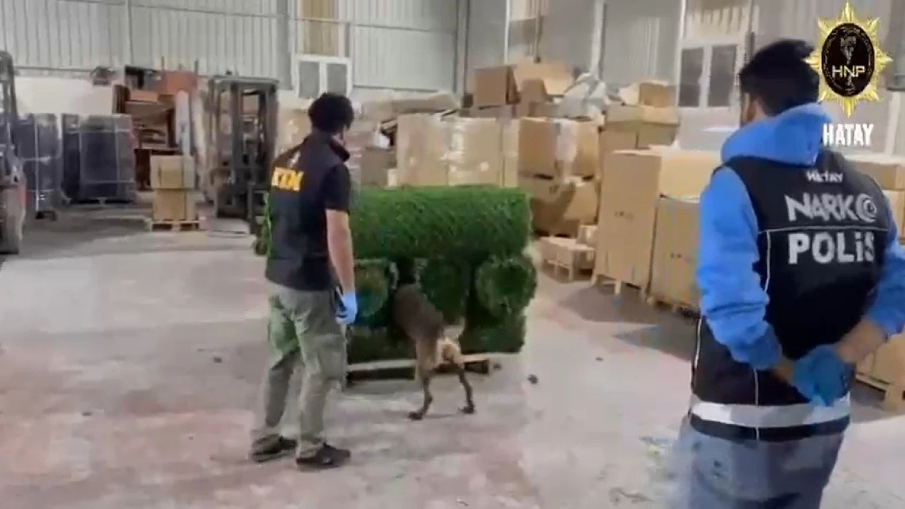 Binlerce uyuşturucu hapı yapay çimin içerisine sakladılar