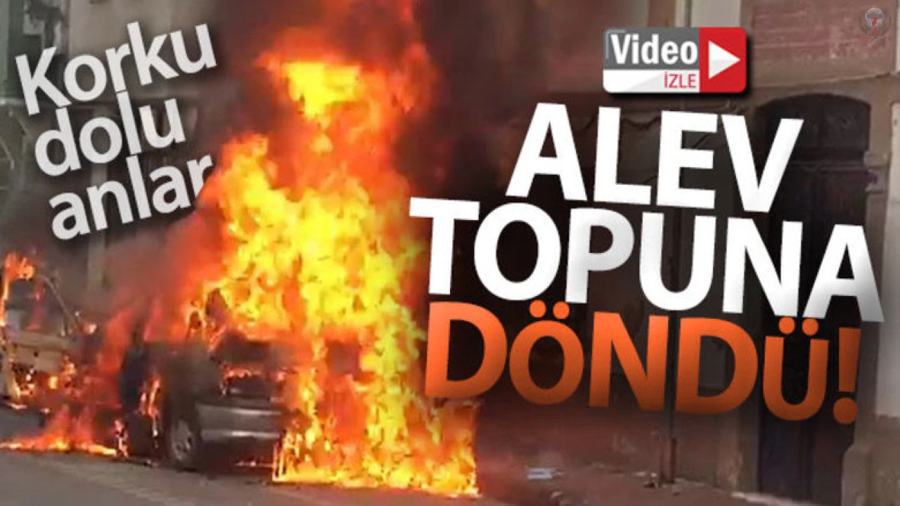 Otomobil alev topuna döndü, o anlar kamerada