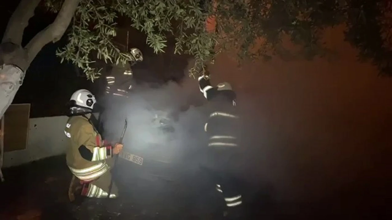 Park halindeki otomobil alevlere teslim oldu