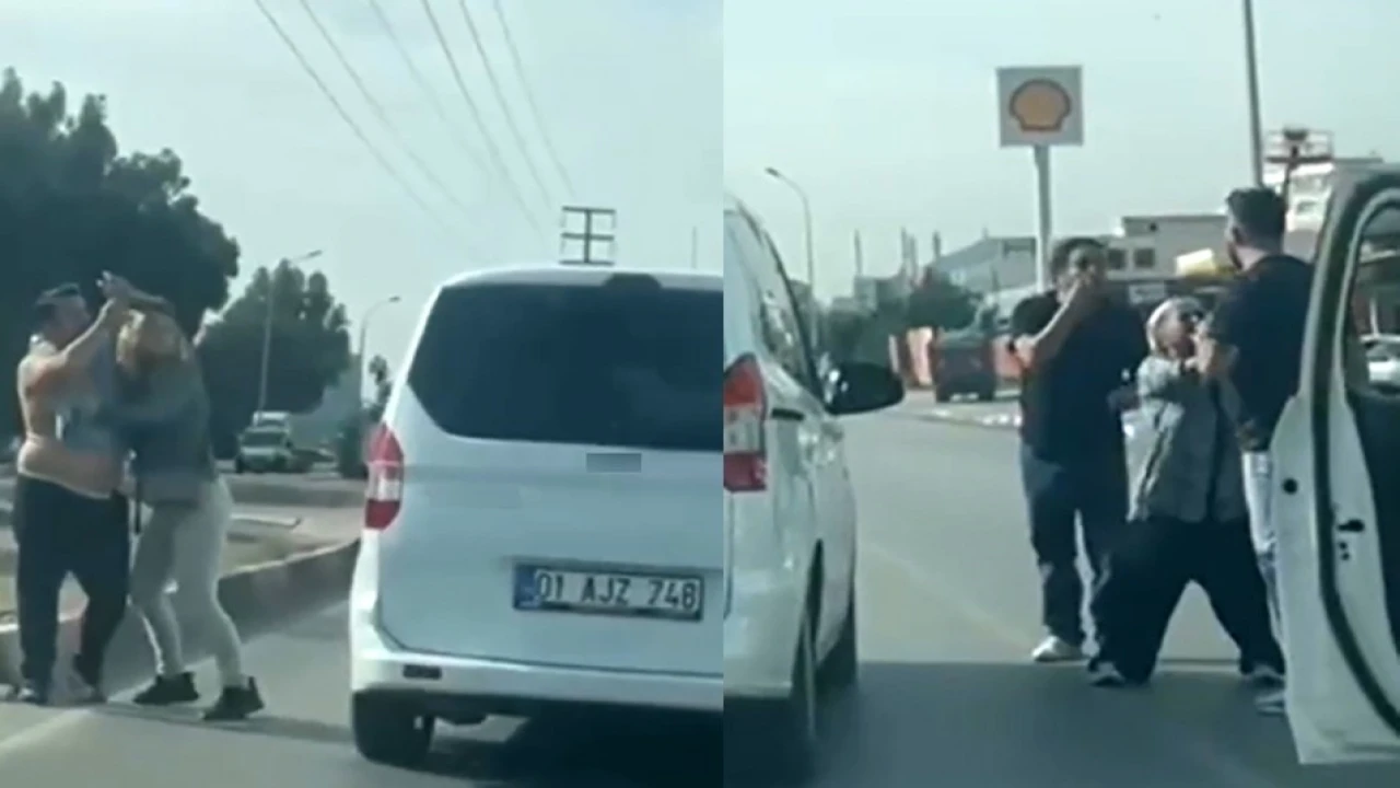 Sürücülerin trafikteki kavgası kamerada