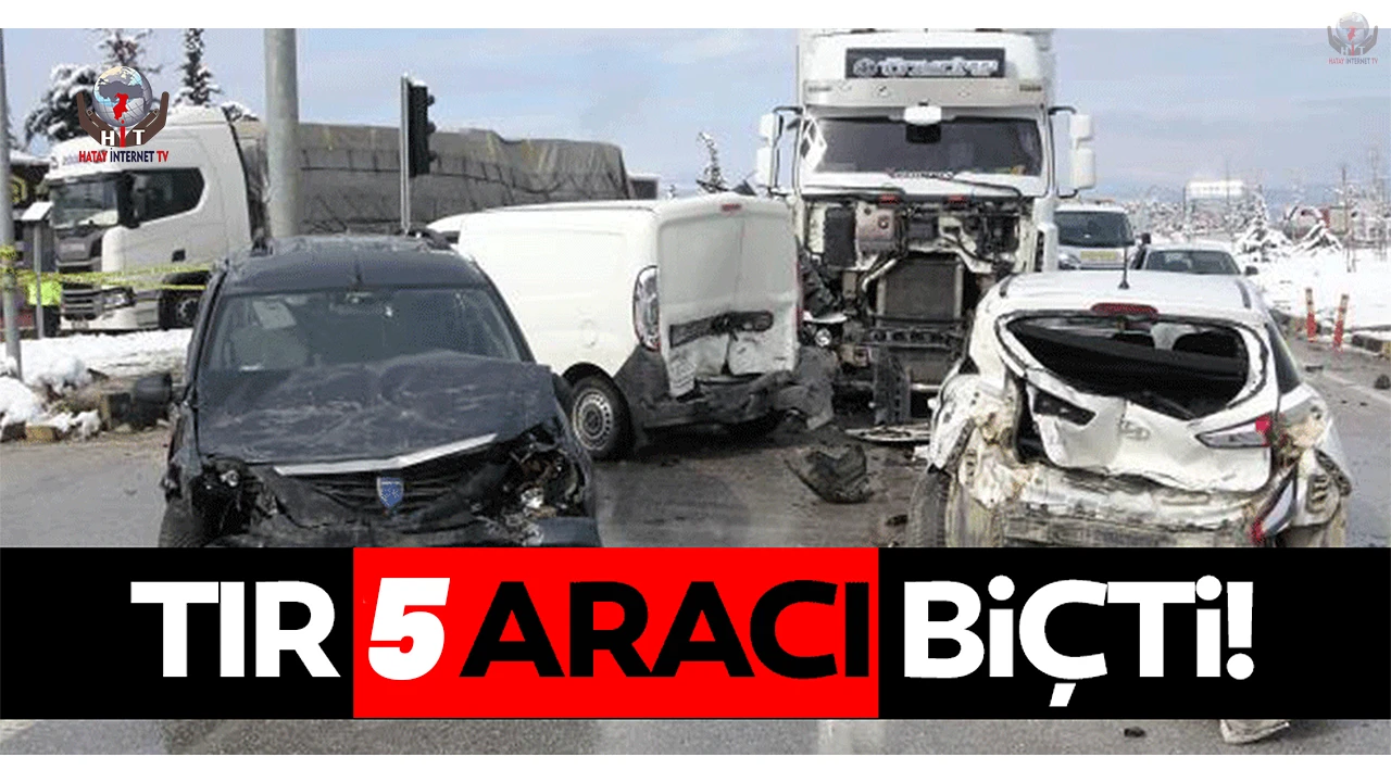 Tır, ışıkta bekleyen 5 aracı biçti