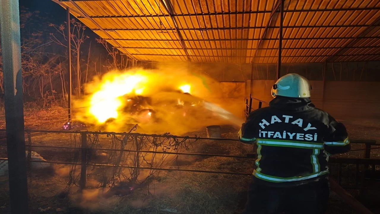 Defnede samanlık yangını