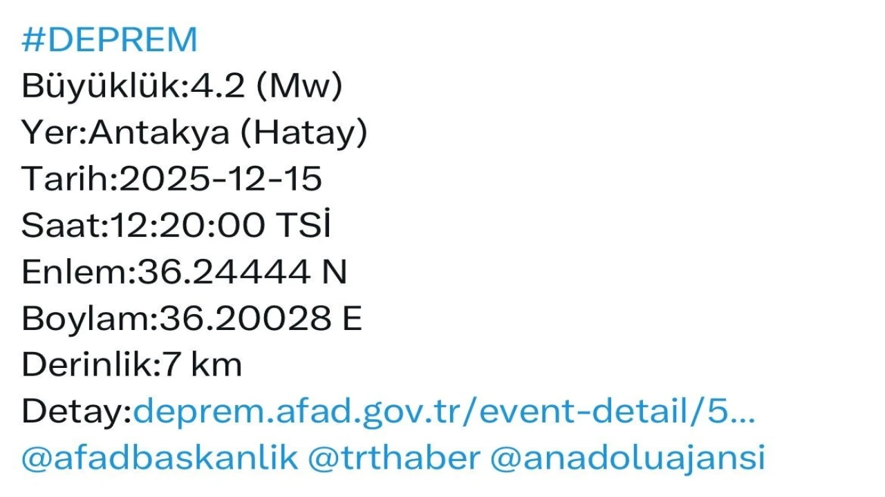 Hatay Valiliğinden deprem açıklaması