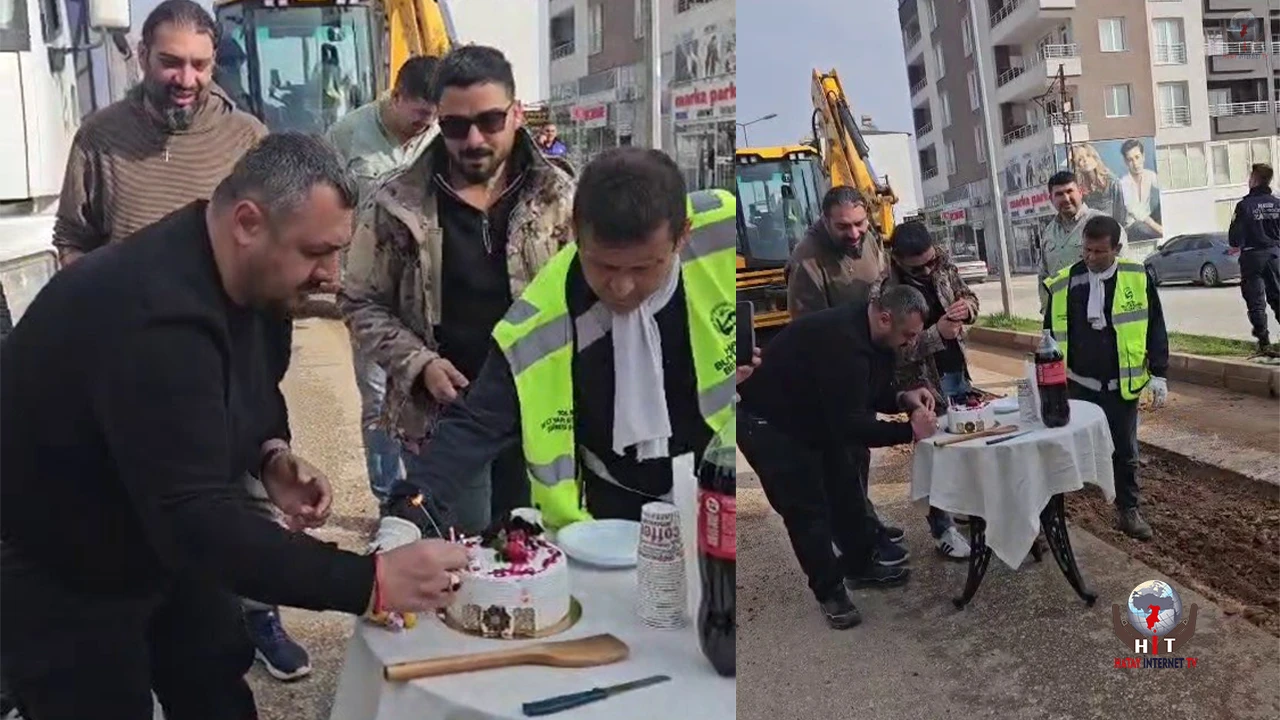 Yürek ısıtan görüntü; gece gündüz mesai yapan belediye personeline pasta kesip, mum üflettiler