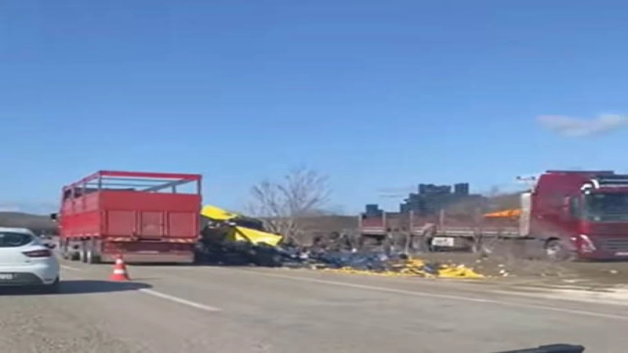 Burdurda limon yükü tır şarampole devrildi