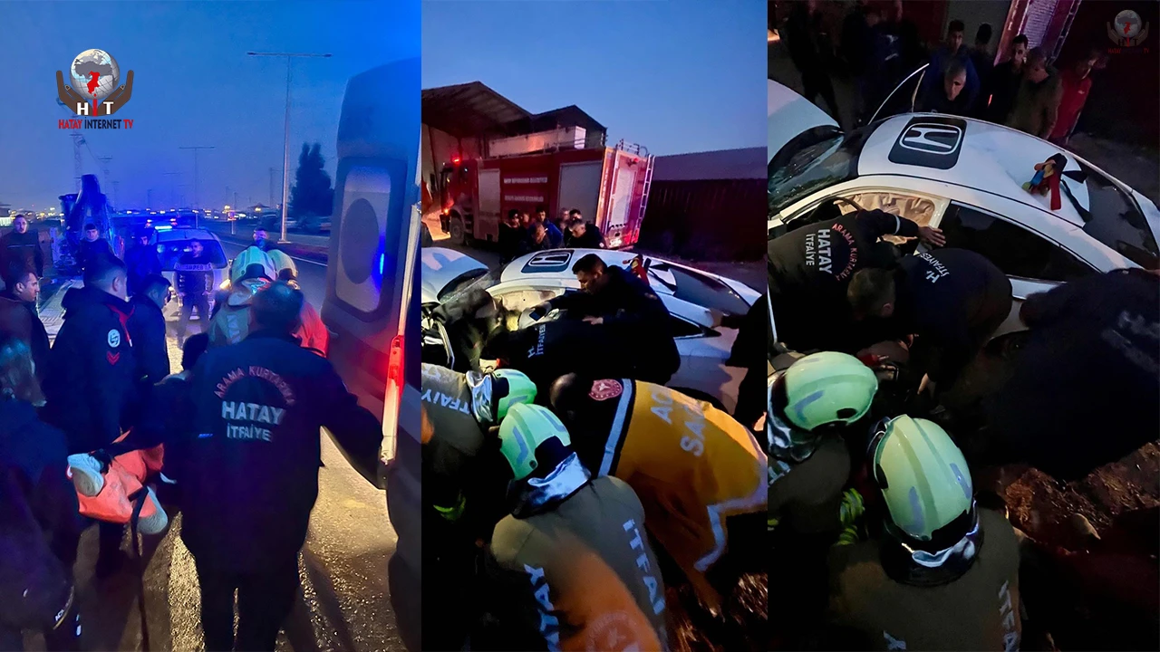 Hatay'da Şarampole Devrilen Otomobilde 2 Yaralı