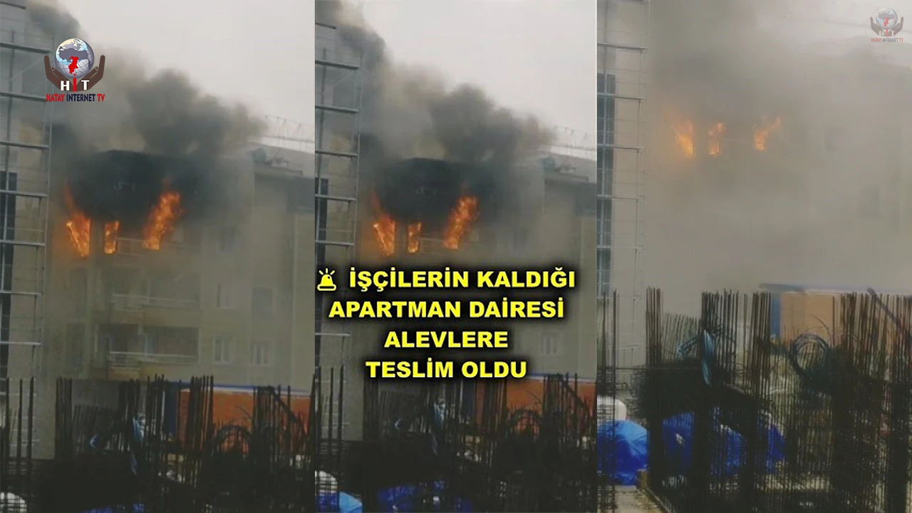 İşçilerin kaldığı apartman dairesi alevlere teslim oldu