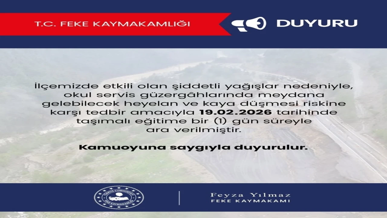 Fekede taşımalı eğitime 1 gün ara verildi