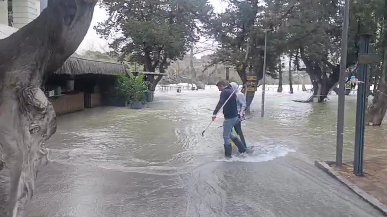 Manavgat Irmağında su debisi yükseldi, işletmeleri su bastı
