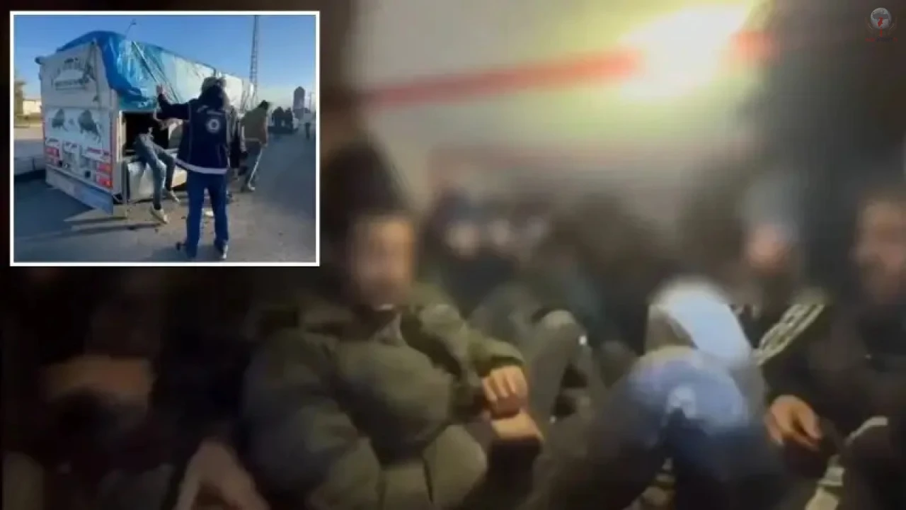 Üzeri hayvan dışkısıyla kapatılan kamyonetin gizli bölmesinden kaçak göçmen çıktı