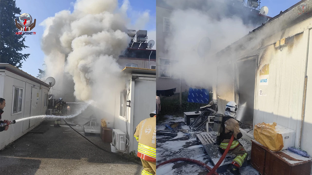 Alevlere teslim olan konteyner yanarak kullanılamaz hale geldi