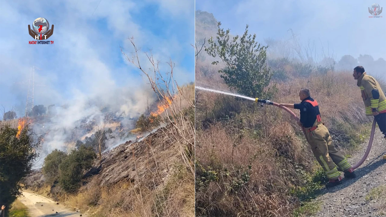 Defnede çıkan bahçe yangınından alevler yükseldi