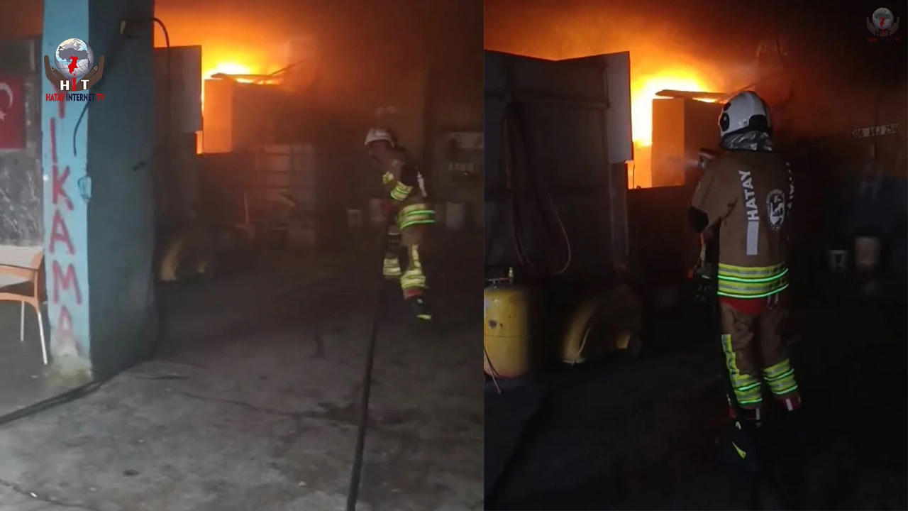 Reyhanlıda iş yeri alevlere teslim oldu