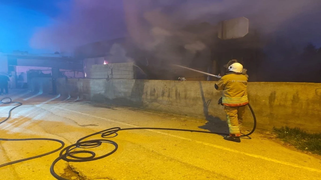 Reyhanlıda konteyner alevlere teslim oldu